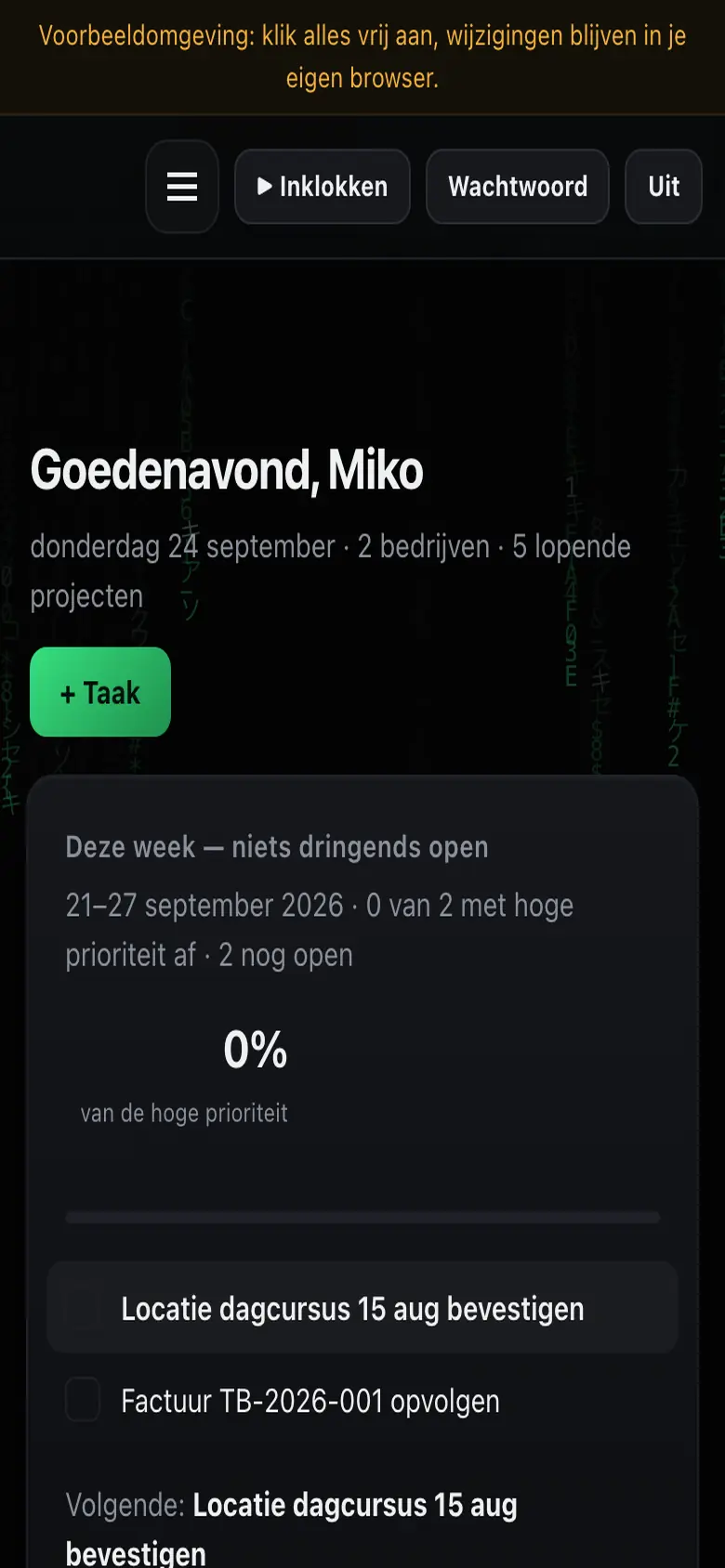 Schermafbeelding van Command Center, het CRM op mobiel