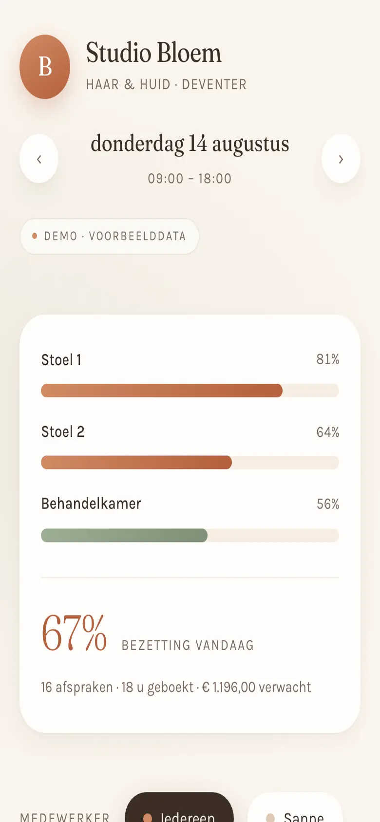 Schermafbeelding van Afspraken en agenda op mobiel